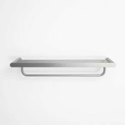 Luxe Brushed Stainless Towel Shelf With Rail 600mm