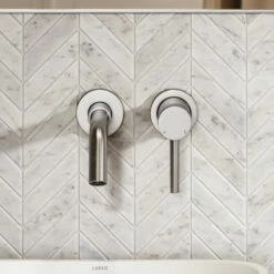 Luxe Brushed Stainless Wall Mounted Basin Mixer Tap V1 -LUSSOSTONE Shop luxe brushed stainless wall mounted basin mixer tap v1 p1093 45994 zoom