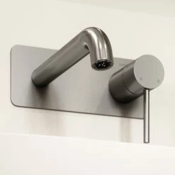 Luxe Brushed Stainless Wall Mounted Basin Mixer Tap V2 -LUSSOSTONE Shop luxe brushed stainless wall mounted basin mixer tap v2 p789 46004 zoom