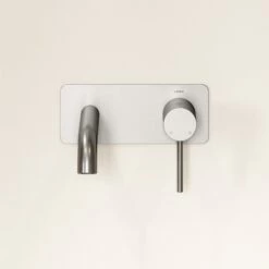 Luxe Brushed Stainless Wall Mounted Basin Mixer Tap V2 -LUSSOSTONE Shop luxe brushed stainless wall mounted basin mixer tap v2 p789 46006 zoom