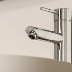 Luxe Chrome Basin Tall Monobloc Mixer Tap -LUSSOSTONE Shop luxe chrome basin tall monobloc mixer tap p145 45502 zoom