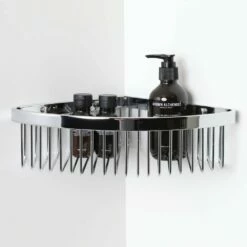 Luxe Chrome Corner Shower Storage Basket