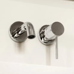 Luxe Chrome Short Projection Wall Mounted Basin Mixer Tap 8 Luxe Chrome Short Projection Wall Mounted Basin Mixer Tap -LUSSOSTONE Shop luxe chrome short projection wall mounted basin mixer tap p6436 46084 zoom