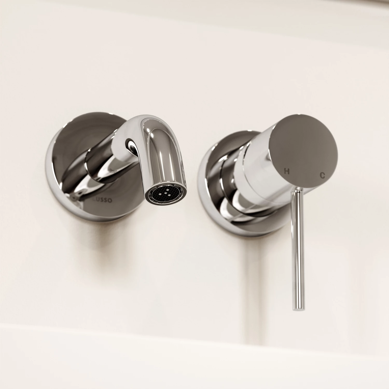 Luxe Chrome Short Projection Wall Mounted Basin Mixer Tap 4 Luxe Chrome Short Projection Wall Mounted Basin Mixer Tap - Image 2