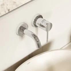 Luxe Chrome Short Projection Wall Mounted Basin Mixer Tap 9 Luxe Chrome Short Projection Wall Mounted Basin Mixer Tap -LUSSOSTONE Shop luxe chrome short projection wall mounted basin mixer tap p6436 46085 zoom