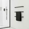 Luxe Matte Black 3 Bar Towel Rail 600mm