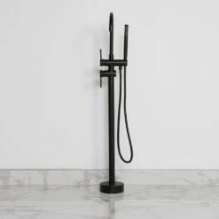 Luxe Matte Black Floorstanding Bath Shower Mixer Tap
