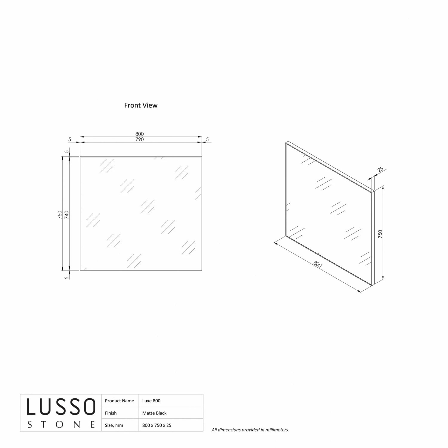 Luxe Matte Black Mirror 800mm 5 Luxe Matte Black Mirror 800mm - Image 3