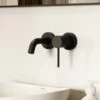 Luxe Matte Black Short Projection Wall Mounted Basin Mixer Tap -LUSSOSTONE Shop luxe matte black short projection wall mounted basin mixer tap p1519 46067 zoom
