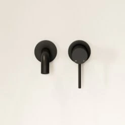 Luxe Matte Black Short Projection Wall Mounted Basin Mixer Tap -LUSSOSTONE Shop luxe matte black short projection wall mounted basin mixer tap p1519 46070 zoom