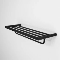 Luxe Matte Black Towel Shelf With Rail 600mm -LUSSOSTONE Shop luxe matte black towel shelf with rail 600mm p980 5938 zoom
