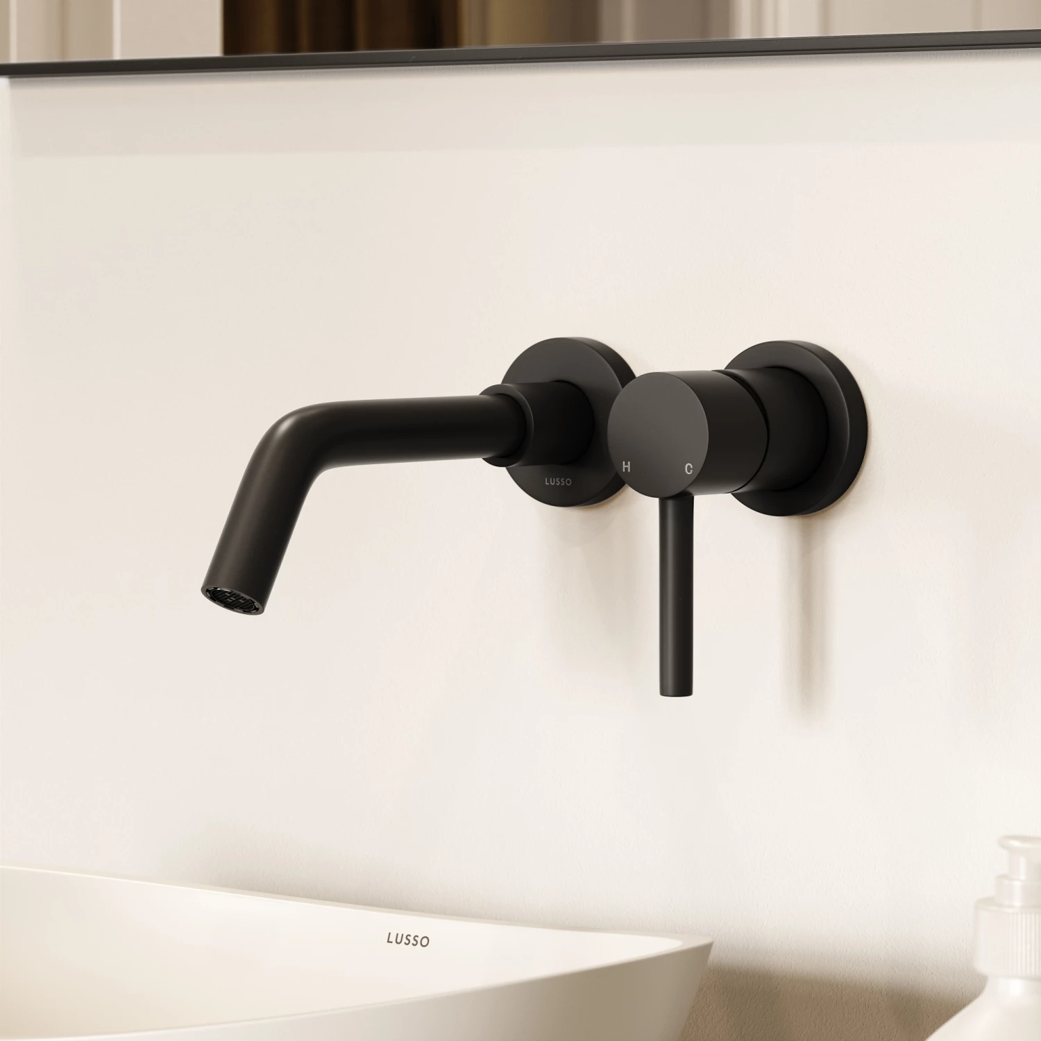 Luxe Matte Black Wall Mounted Basin Mixer Tap V1 3 Luxe Matte Black Wall Mounted Basin Mixer Tap V1