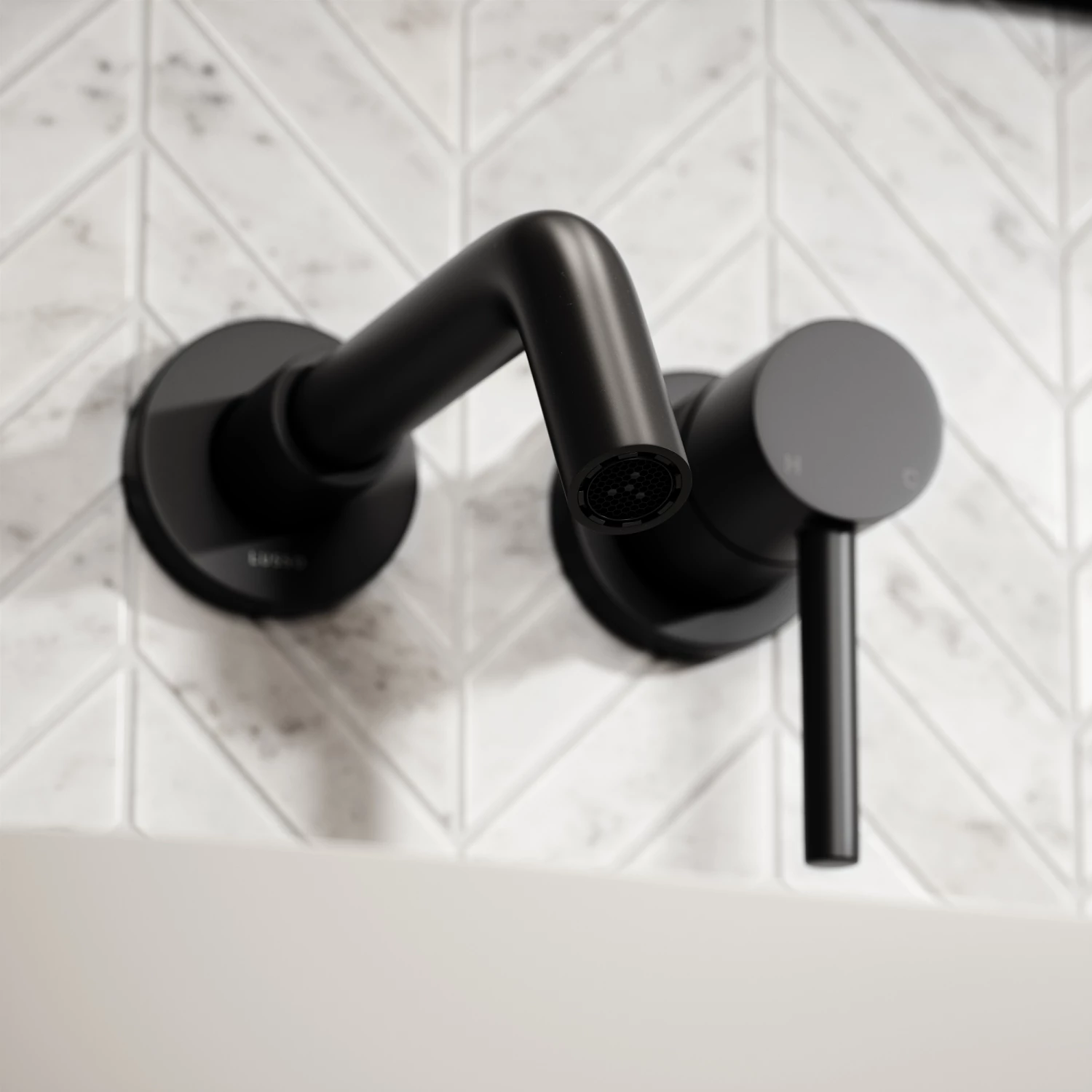 Luxe Matte Black Wall Mounted Basin Mixer Tap V1 4 Luxe Matte Black Wall Mounted Basin Mixer Tap V1 - Image 2