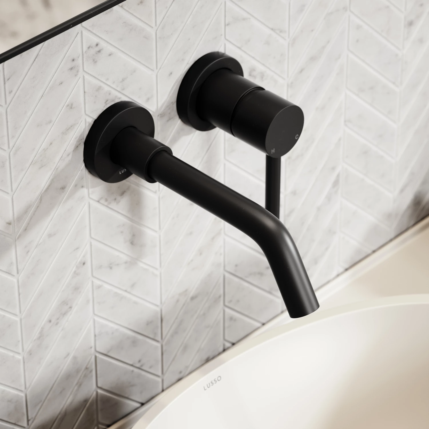 Luxe Matte Black Wall Mounted Basin Mixer Tap V1 5 Luxe Matte Black Wall Mounted Basin Mixer Tap V1 - Image 3