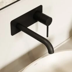 Luxe Matte Black Wall Mounted Basin Mixer Tap V2 -LUSSOSTONE Shop luxe matte black wall mounted basin mixer tap v2 p477 46001 zoom