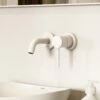 Luxe Matte White Short Projection Wall Mounted Basin Mixer Tap -LUSSOSTONE Shop luxe matte white short projection wall mounted basin mixer tap p2611 46079 zoom