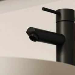 Luxe Monobloc Tall Basin Mixer Tap Matte Black -LUSSOSTONE Shop luxe monobloc tall basin mixer tap matte black p476 45506 zoom