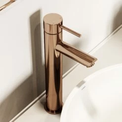 Luxe Rose Gold Basin Tall Monobloc Mixer Tap -LUSSOSTONE Shop luxe rose gold basin tall monobloc mixer tap p1124 45514 zoom