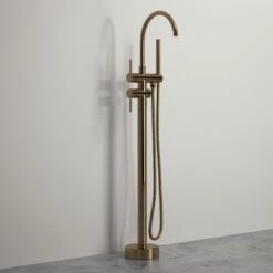 Luxe Rose Gold Floorstanding Bath Shower Mixer Tap -LUSSOSTONE Shop luxe rose gold floorstanding bath shower mixer tap p1125 6913 zoom