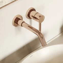 Luxe Rose Gold Wall Mounted Basin Mixer Tap V1 -LUSSOSTONE Shop luxe rose gold wall mounted basin mixer tap v1 p1122 45997 zoom