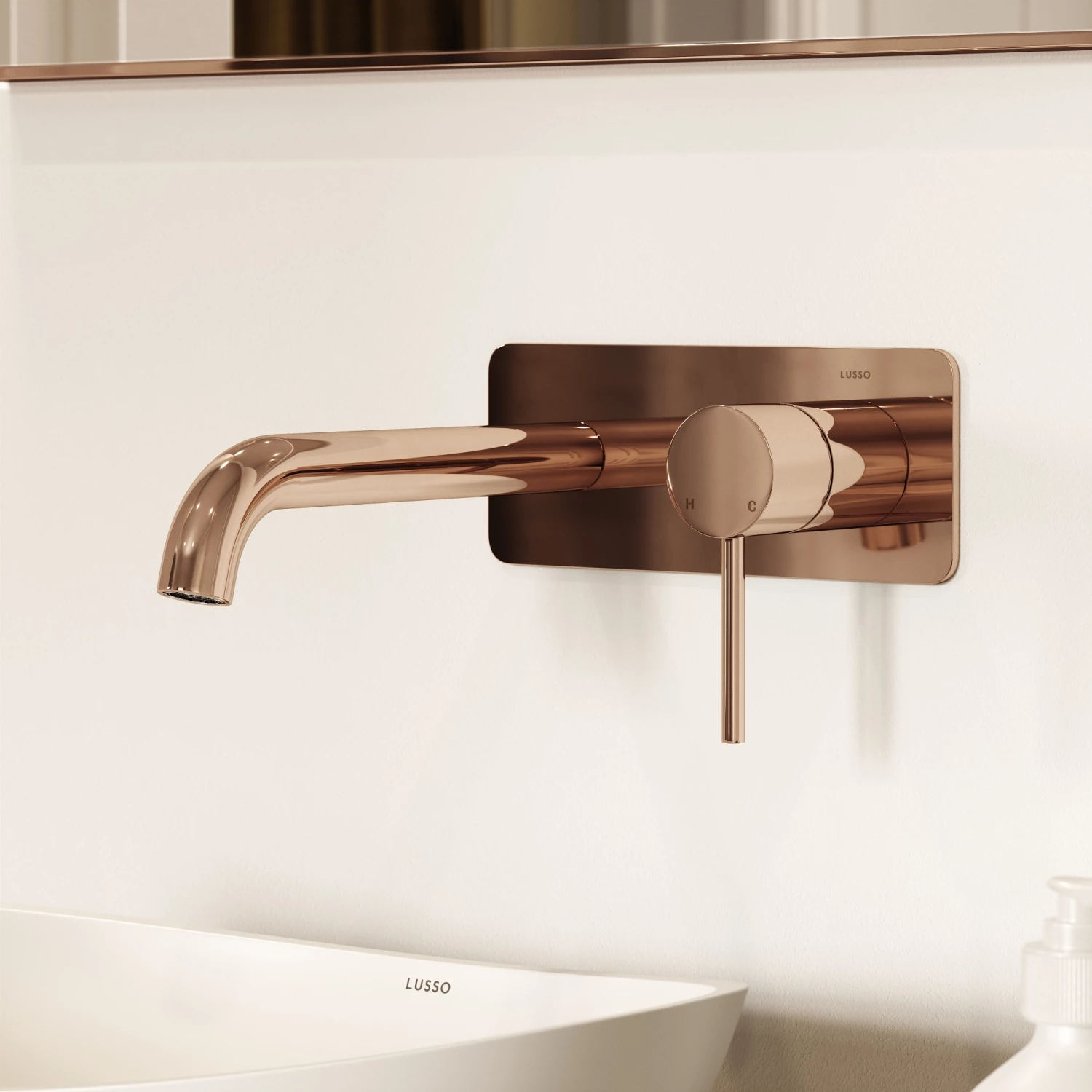 Luxe Rose Gold Wall Mounted Basin Mixer Tap V2 3 Luxe Rose Gold Wall Mounted Basin Mixer Tap V2