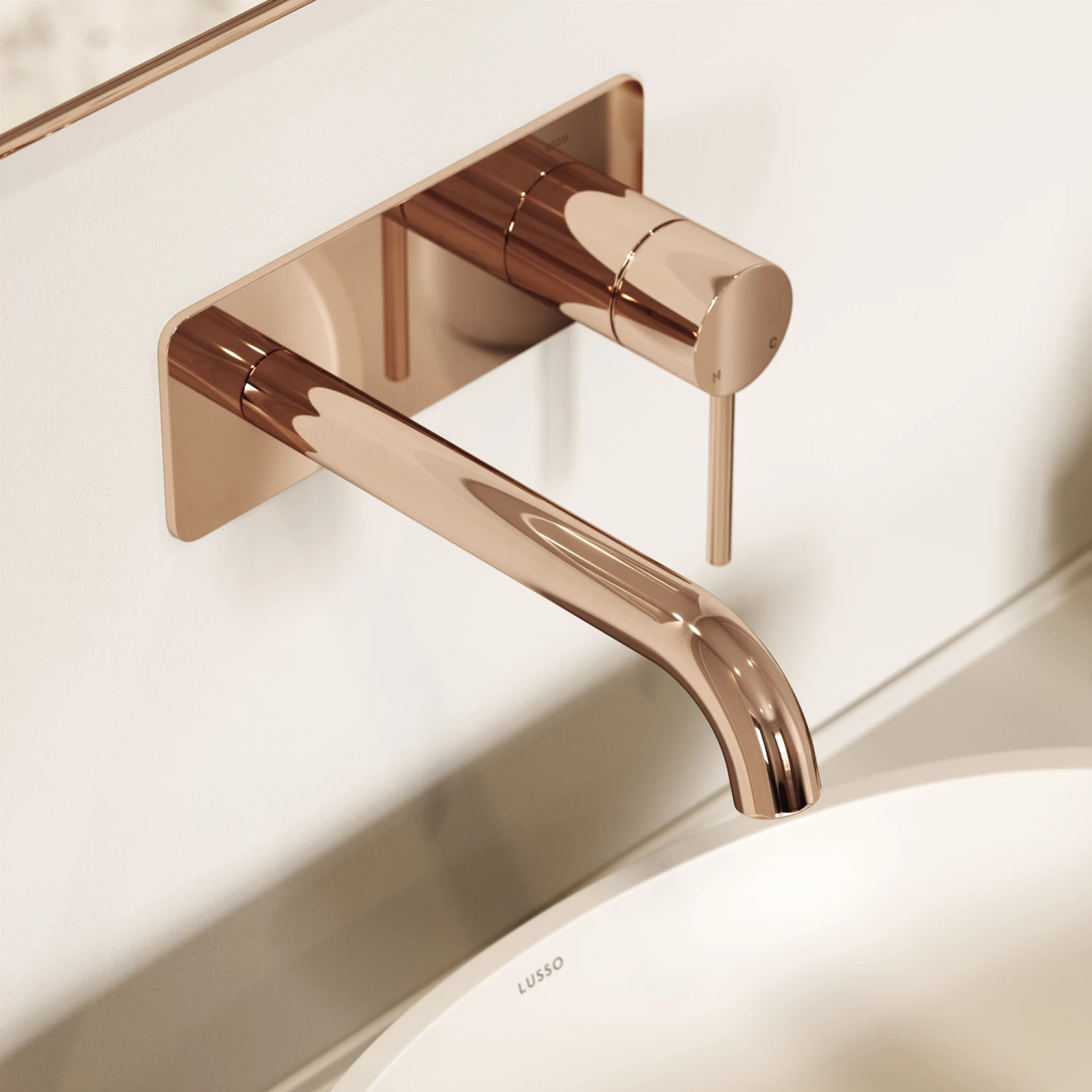 Luxe Rose Gold Wall Mounted Basin Mixer Tap V2 5 Luxe Rose Gold Wall Mounted Basin Mixer Tap V2 - Image 3