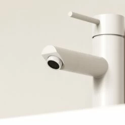 Luxe Silk Matte White Monobloc Basin Mixer Tap -LUSSOSTONE Shop luxe silk matte white monobloc basin mixer tap p2363 44116 zoom