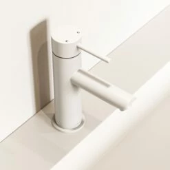 Luxe Silk Matte White Monobloc Basin Mixer Tap -LUSSOSTONE Shop luxe silk matte white monobloc basin mixer tap p2363 44117 zoom