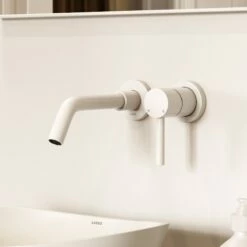 Luxe Silk Matte White Wall Mounted Basin Mixer Tap V1