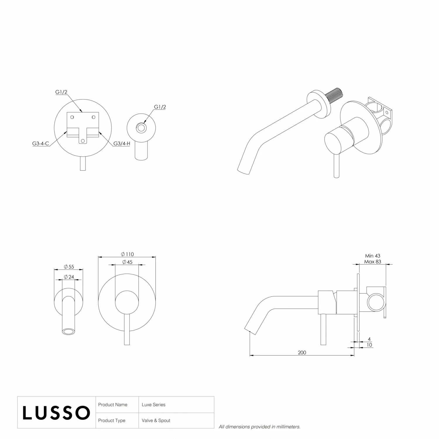 Luxe Silk Matte White Wall Mounted Bath Mixer Tap 5 Luxe Silk Matte White Wall Mounted Bath Mixer Tap - Image 3