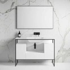 Luxe Vanity Unit With Stone Basin (Matte Black Frame 1200mm)