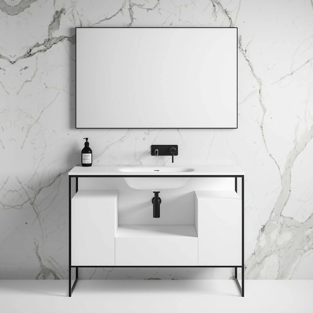 Luxe Vanity Unit With Stone Basin (Matte Black Frame 1200mm) 3 Luxe Vanity Unit With Stone Basin (Matte Black Frame 1200mm)