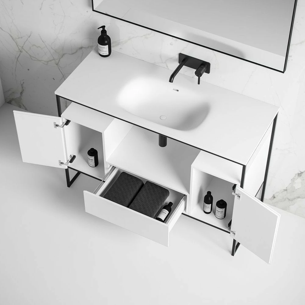 Luxe Vanity Unit With Stone Basin (Matte Black Frame 1200mm) 4 Luxe Vanity Unit With Stone Basin (Matte Black Frame 1200mm) - Image 2