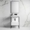 Luxe Vanity Unit With Stone Basin (Matte Black Frame 600mm) -LUSSOSTONE Shop luxe vanity unit with stone basin matte black frame 600mm p5055 27759 image