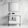 Luxe Vanity Unit With Stone Basin (Matte Black Frame 900mm) -LUSSOSTONE Shop luxe vanity unit with stone basin matte black frame 900mm p5054 27754 image