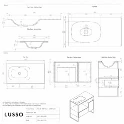 Luxe Vanity Unit With Stone Basin (Matte Black Frame 900mm) -LUSSOSTONE Shop luxe vanity unit with stone basin matte black frame 900mm p5054 36296 zoom