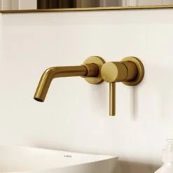 Luxe Wall Mounted Basin Mixer Tap Brushed Gold