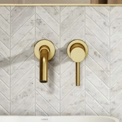Luxe Wall Mounted Basin Mixer Tap Brushed Gold -LUSSOSTONE Shop luxe wall mounted basin mixer tap brushed gold p1319 45985 zoom