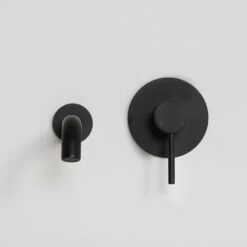 Luxe Wall Mounted Bath Mixer Tap Matte Black