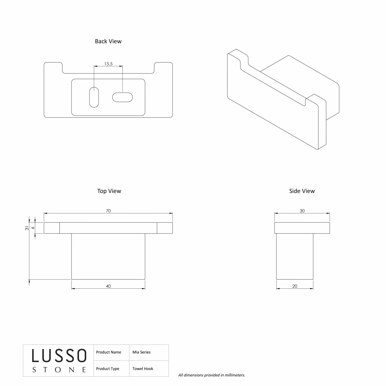 Mia Matte Black Robe Towel Hook 5 Mia Matte Black Robe Towel Hook - Image 3