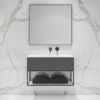 Modus Vanity Unit With Stone Basin (Matte Anthracite And Black Frame 900mm) -LUSSOSTONE Shop modus vanity unit with stone basin matte anthracite and black frame 900mm p5047 27715 image