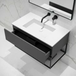 Modus Vanity Unit With Stone Basin (Matte Anthracite And Black Frame 900mm) 8 Modus Vanity Unit With Stone Basin (Matte Anthracite And Black Frame 900mm) -LUSSOSTONE Shop modus vanity unit with stone basin matte anthracite and black frame 900mm p5047 27717 image