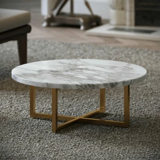 Nazzano Arabescato Marble Round Coffee Table -LUSSOSTONE Shop nazzano arabescato marble round coffee table p5337 34163 zoom