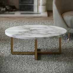 Nazzano Arabescato Marble Round Coffee Table -LUSSOSTONE Shop nazzano arabescato marble round coffee table p5337 34164 zoom