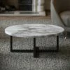 Nazzano Arabescato Marble Round Coffee Table With Black Legs -LUSSOSTONE Shop nazzano arabescato marble round coffee table with black legs p5341 44227 zoom