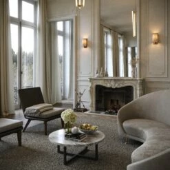 Nazzano Arabescato Marble Round Coffee Table With Black Legs -LUSSOSTONE Shop nazzano arabescato marble round coffee table with black legs p5341 44230 zoom