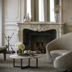 Nazzano Arabescato Marble Round Coffee Table With Black Legs -LUSSOSTONE Shop nazzano arabescato marble round coffee table with black legs p5341 44232 zoom