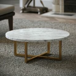 Nazzano Carrara Marble Round Coffee Table