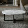 Nazzano Carrara Marble Round Coffee Table With Black Legs -LUSSOSTONE Shop nazzano carrara marble round coffee table with black legs p5342 44233 zoom