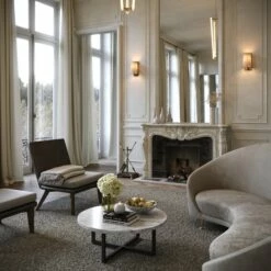 Nazzano Carrara Marble Round Coffee Table With Black Legs -LUSSOSTONE Shop nazzano carrara marble round coffee table with black legs p5342 44236 zoom